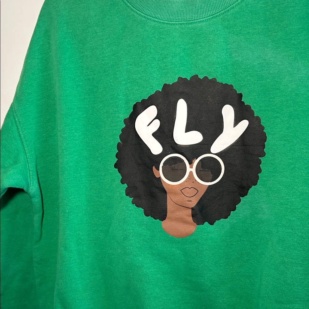 H&M Green Graphic Sweatshirt with FLY Design - Picture 7 of 9